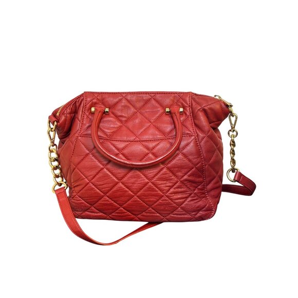 Michael Kors Red Quilted Leather Shoulder Handbag With Gold Chain Strap - Picture 2 of 10